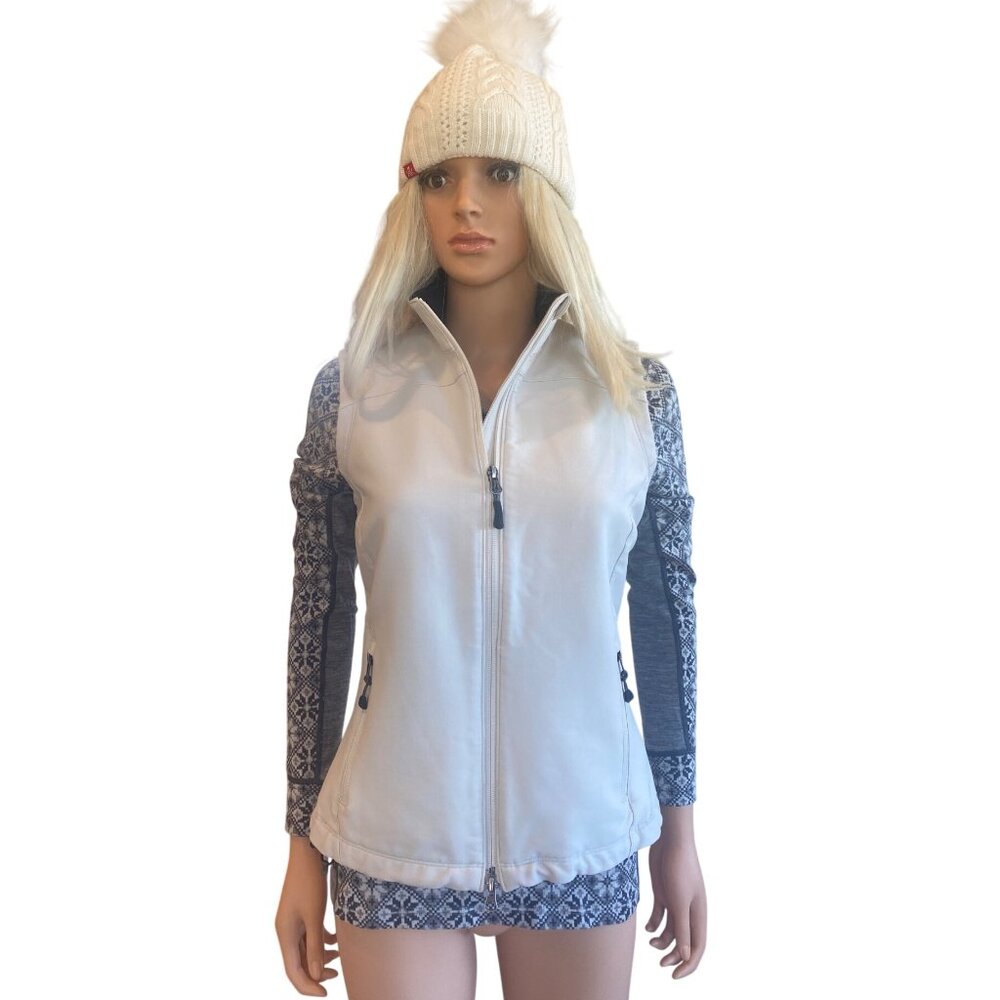 Ibex Softshell Vest Climawool Womens M Merino Wool Blend Ivory Stretch Outdoor - Picture 1 of 13